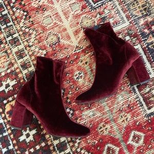 Red Velvet Jeffrey Campbell Cienega-Lo Block Heel Sock Boots